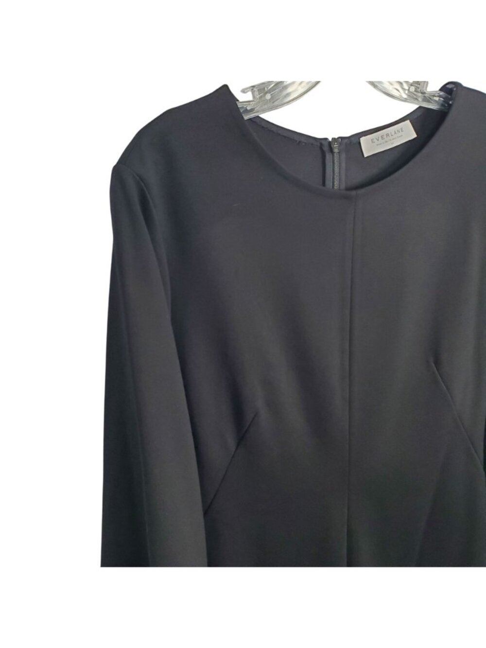 Everlane Size 14 Dress Ponte Knit The Long Sleeve Shift Minimalist Capsule Black - Picture 5 of 10
